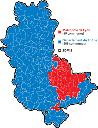 Carte des territoires couverts par le SDMIS